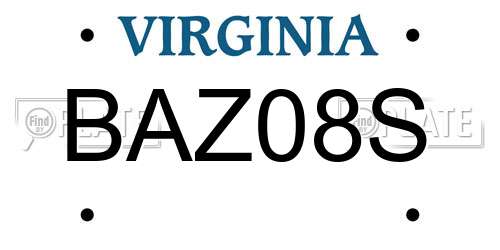 BAZ08S Virginia License Plate