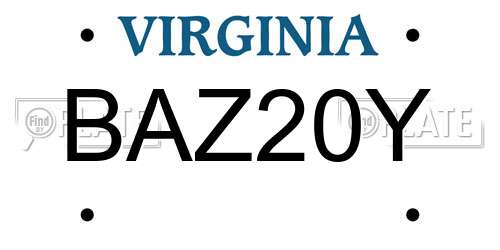 BAZ20Y Virginia License Plate