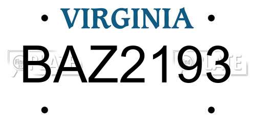 BAZ2193 Virginia License Plate