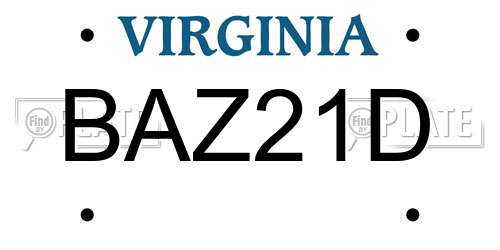 BAZ21D Virginia License Plate