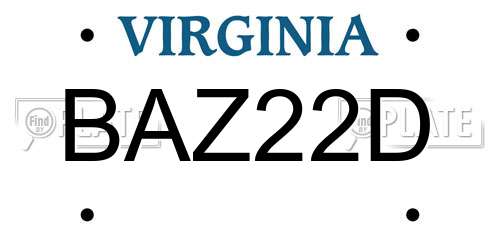 BAZ22D Virginia License Plate