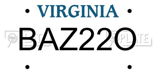 BAZ22O Virginia License Plate