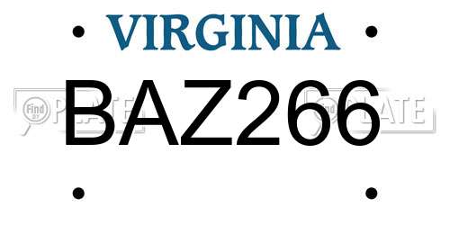 BAZ266 Virginia License Plate