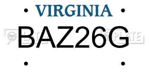BAZ26G Virginia License Plate