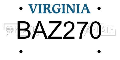 BAZ270 Virginia License Plate