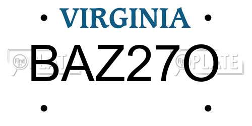 BAZ27O Virginia License Plate