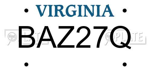 BAZ27Q Virginia License Plate
