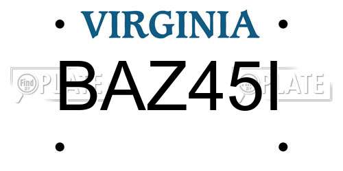 BAZ45I Virginia License Plate
