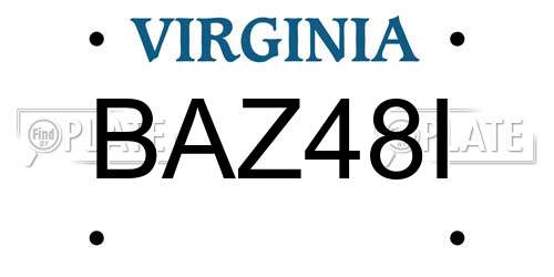 BAZ48I Virginia License Plate