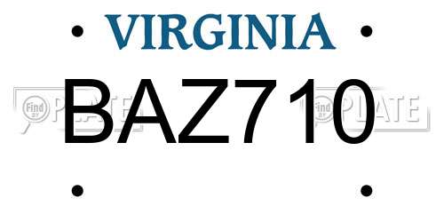 BAZ710 Virginia License Plate