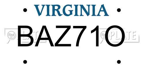 BAZ71O Virginia License Plate