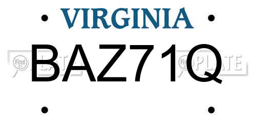 BAZ71Q Virginia License Plate