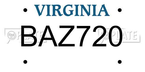 BAZ720 Virginia License Plate