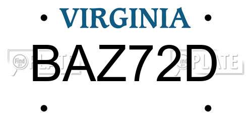 BAZ72D Virginia License Plate