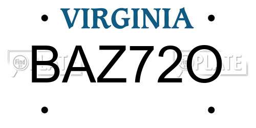 BAZ72O Virginia License Plate
