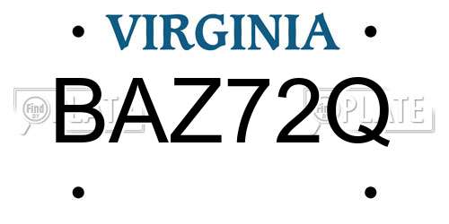 BAZ72Q Virginia License Plate