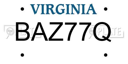 BAZ77Q Virginia License Plate