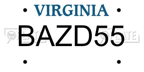 BAZD55 Virginia License Plate