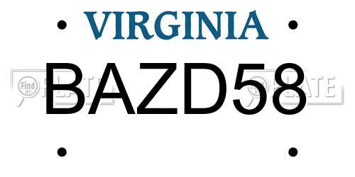 BAZD58 Virginia License Plate