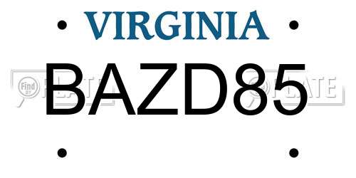 BAZD85 Virginia License Plate