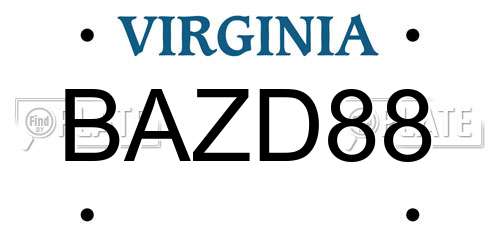BAZD88 Virginia License Plate