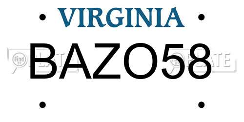 BAZO58 Virginia License Plate