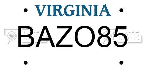 BAZO85 Virginia License Plate