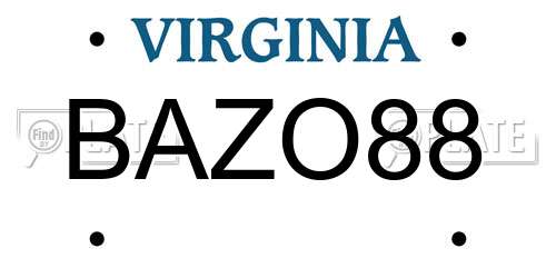 BAZO88 Virginia License Plate