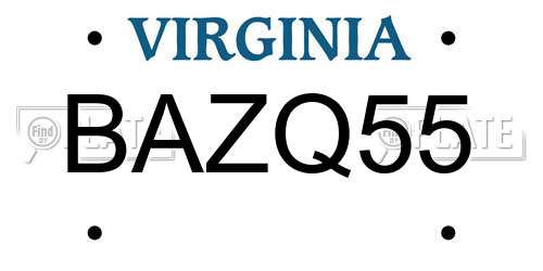 BAZQ55 Virginia License Plate