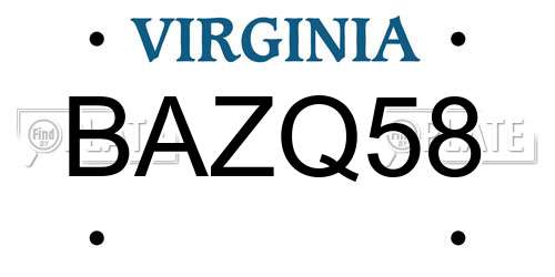 BAZQ58 Virginia License Plate