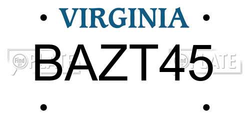 BAZT45 Virginia License Plate