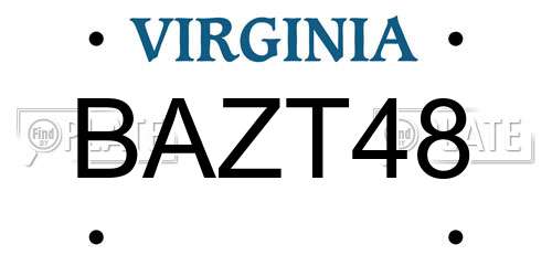 BAZT48 Virginia License Plate