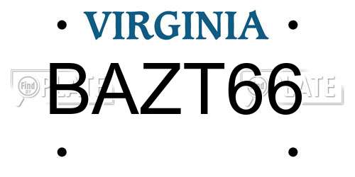 BAZT66 Virginia License Plate