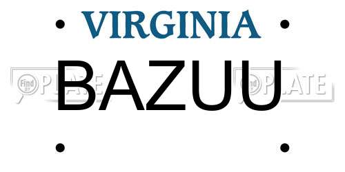 BAZUU Virginia License Plate
