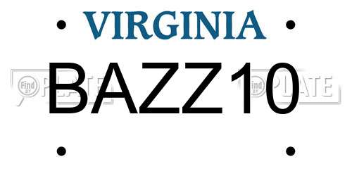 BAZZ10 Virginia License Plate