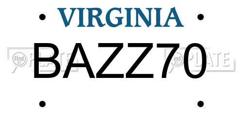 BAZZ70 Virginia License Plate