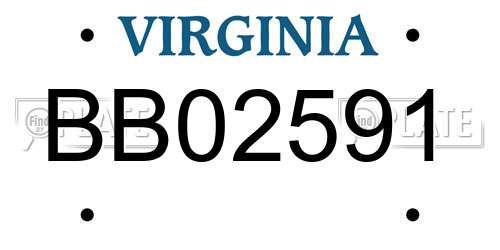 BB02591 Virginia License Plate
