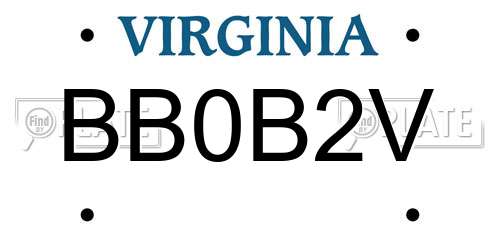 BB0B2V Virginia License Plate