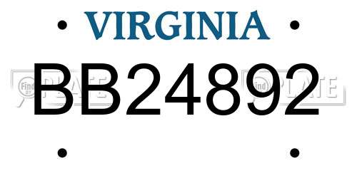 BB24892 Virginia License Plate