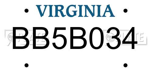 BB5B034 Virginia License Plate