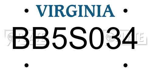 BB5S034 Virginia License Plate