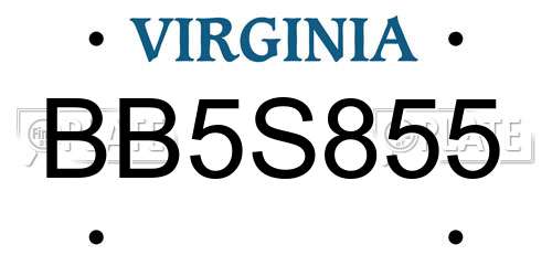 BB5S855 Virginia License Plate