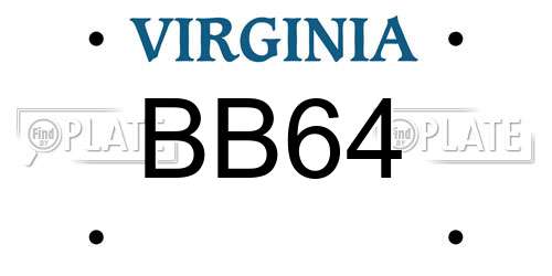 BB64 Virginia License Plate