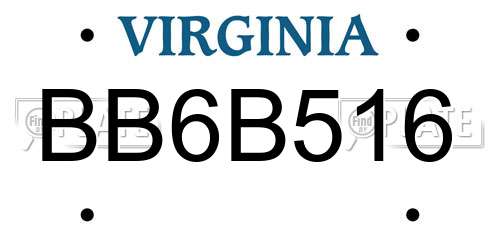 BB6B516 Virginia License Plate