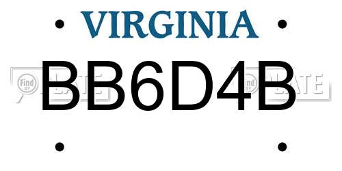 BB6D4B Virginia License Plate