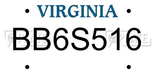 BB6S516 Virginia License Plate