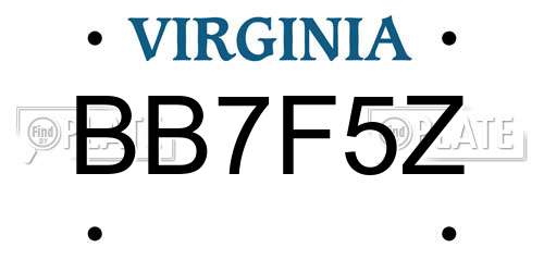 BB7F5Z Virginia License Plate