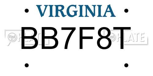 BB7F8T Virginia License Plate