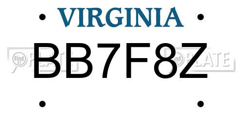 BB7F8Z Virginia License Plate