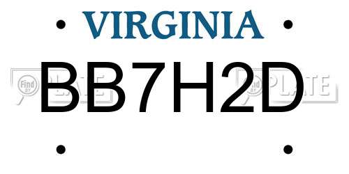 BB7H2D Virginia License Plate